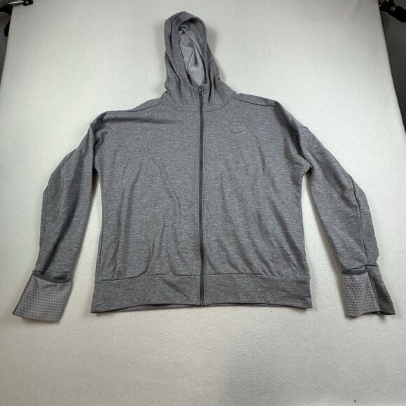 Nike Running Jacket Womens Medium Gray THERMA SPHERE Element Hoodie Full Zip - Picture 1 of 13